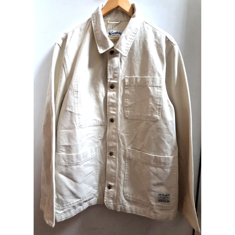 The Stronghold Workwear XL Chore Jacket 1920's Styling Denim Canvas Lt. Cream
